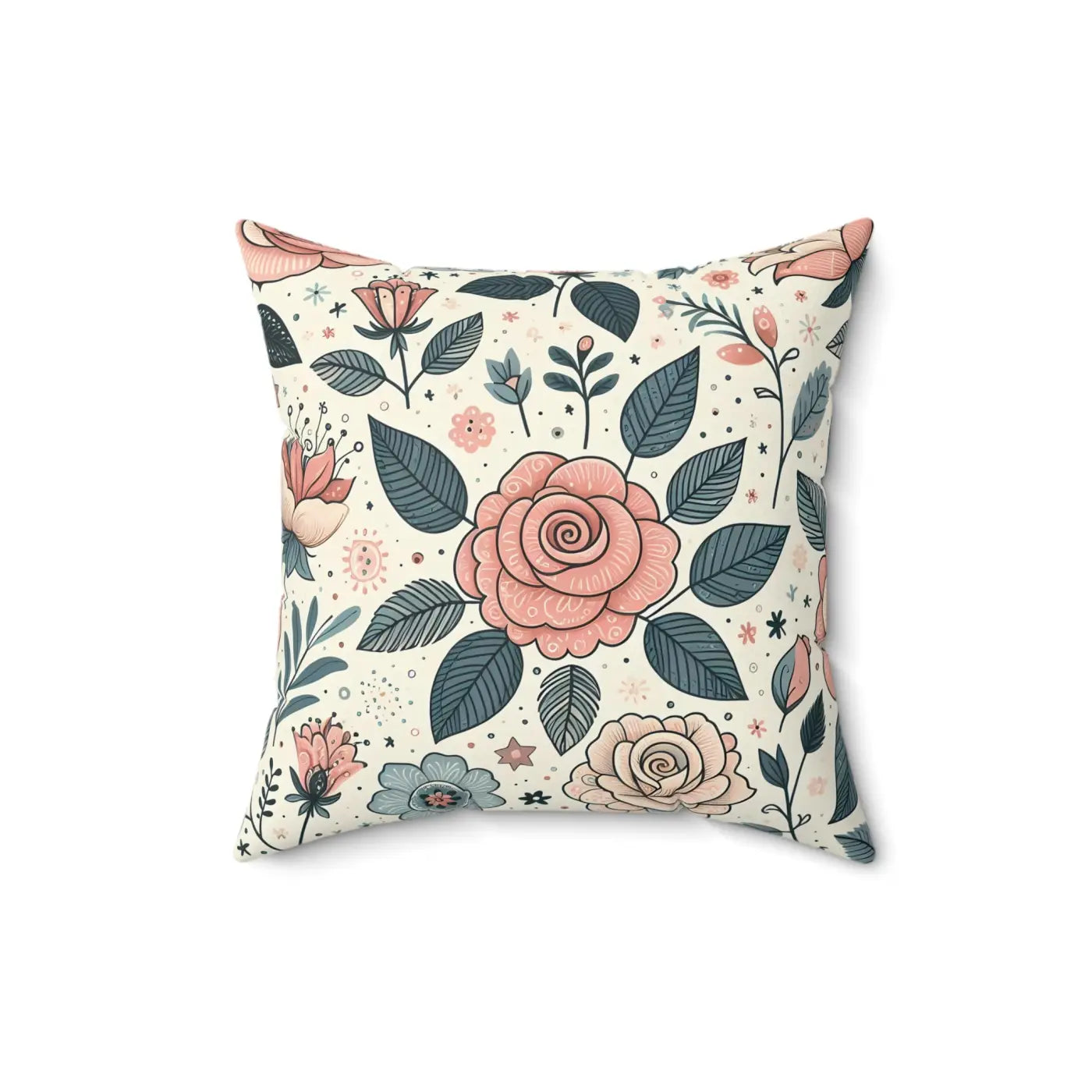 Pastel Rose Flowers Spun Polyester Square Pillow - DipaliZ