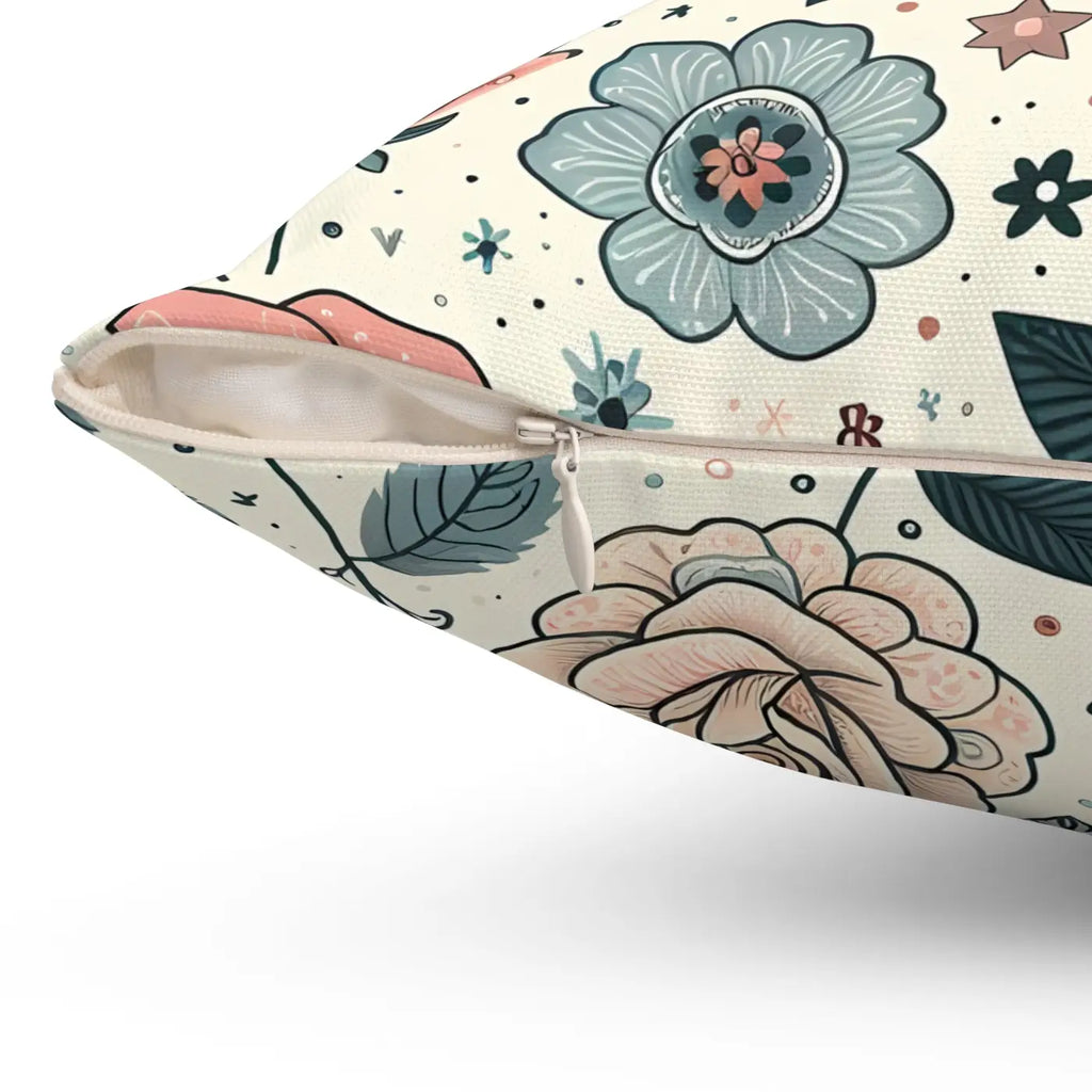 Pastel Rose Flowers Spun Polyester Square Pillow - DipaliZ