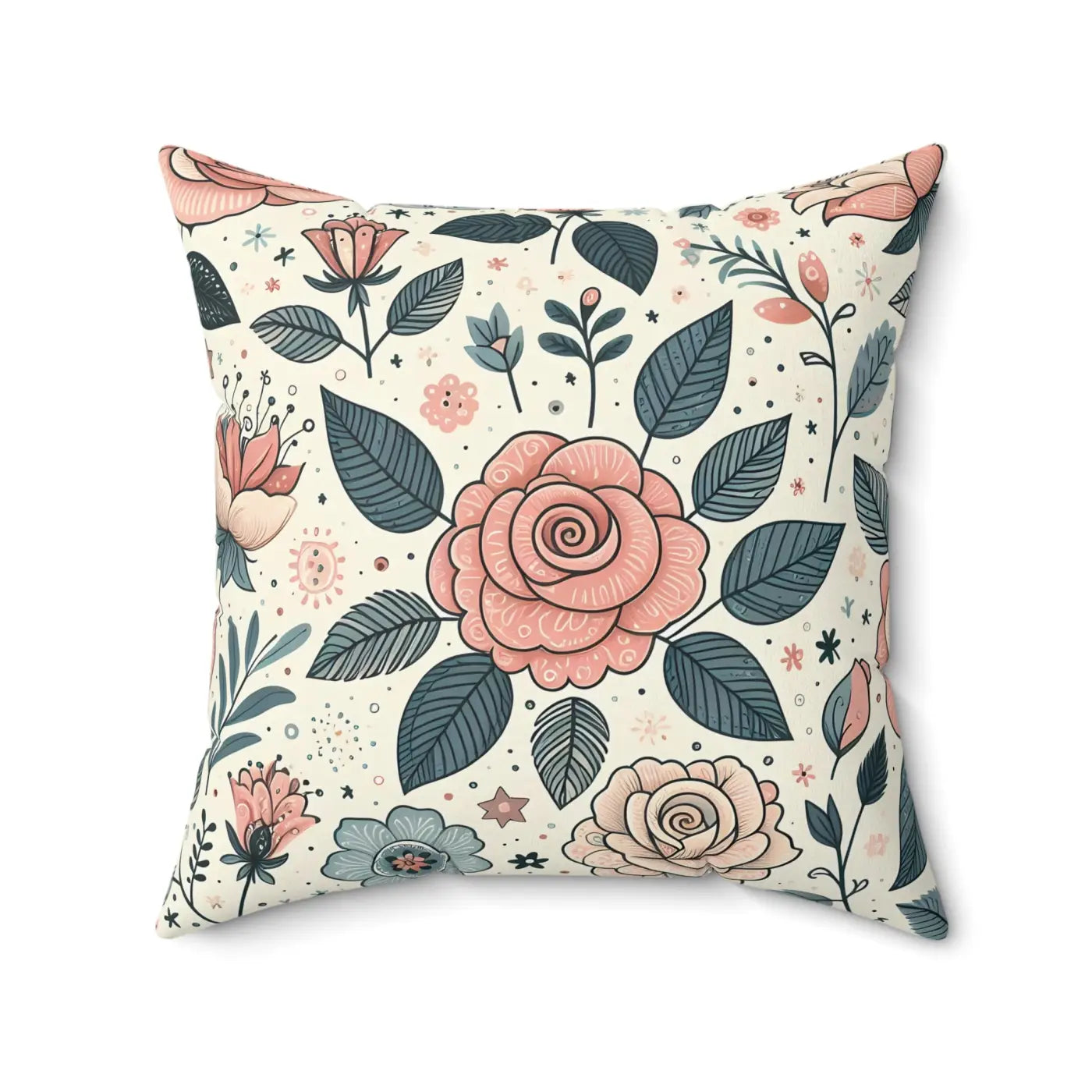 Pastel Rose Flowers Spun Polyester Square Pillow - DipaliZ