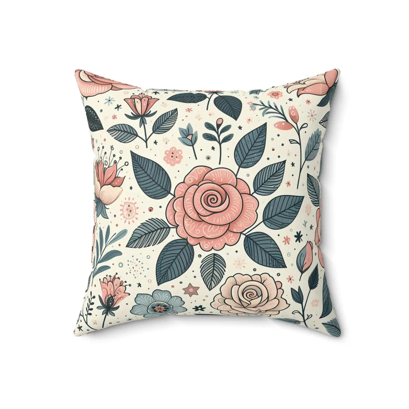 Pastel Rose Flowers Spun Polyester Square Pillow - DipaliZ