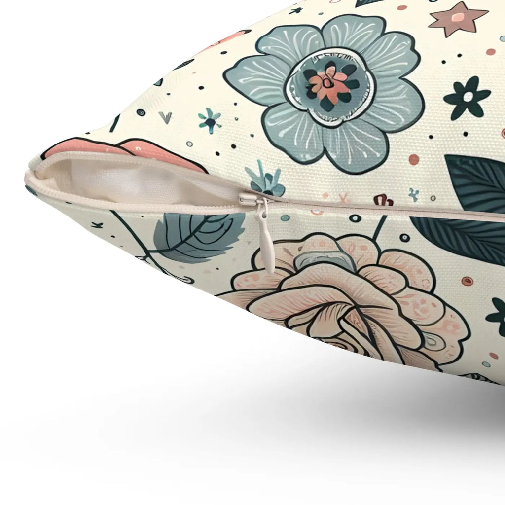 Pastel Rose Flowers Spun Polyester Square Pillow - DipaliZ