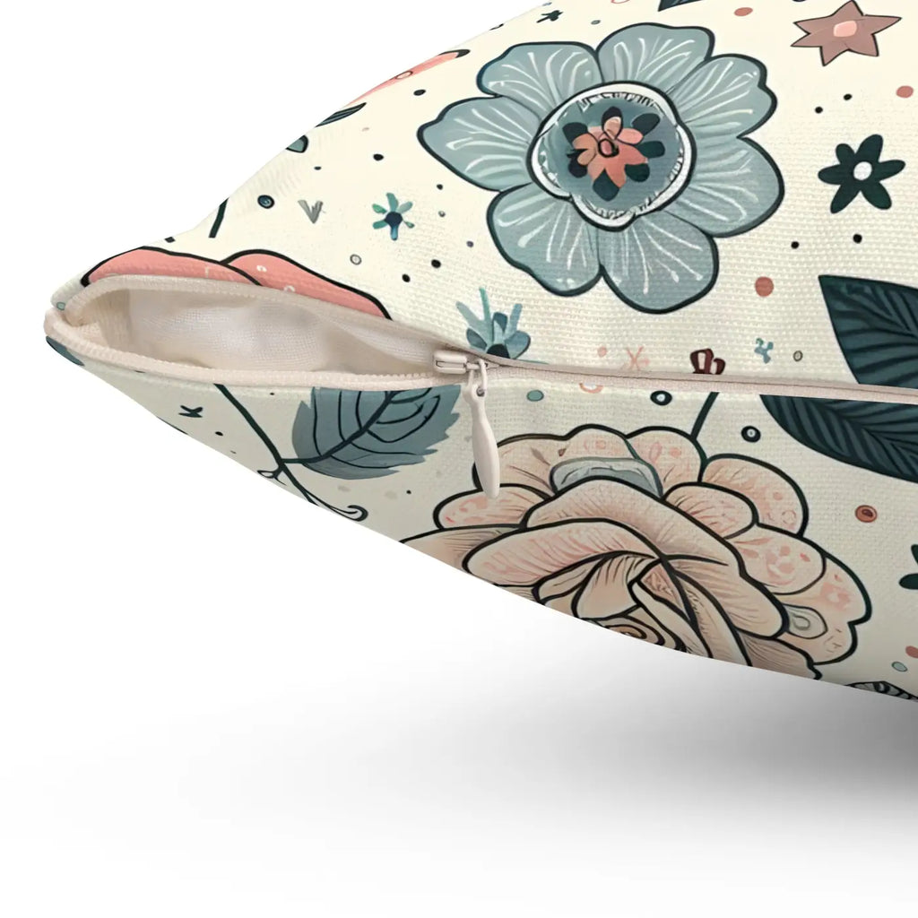 Pastel Rose Flowers Spun Polyester Square Pillow - DipaliZ