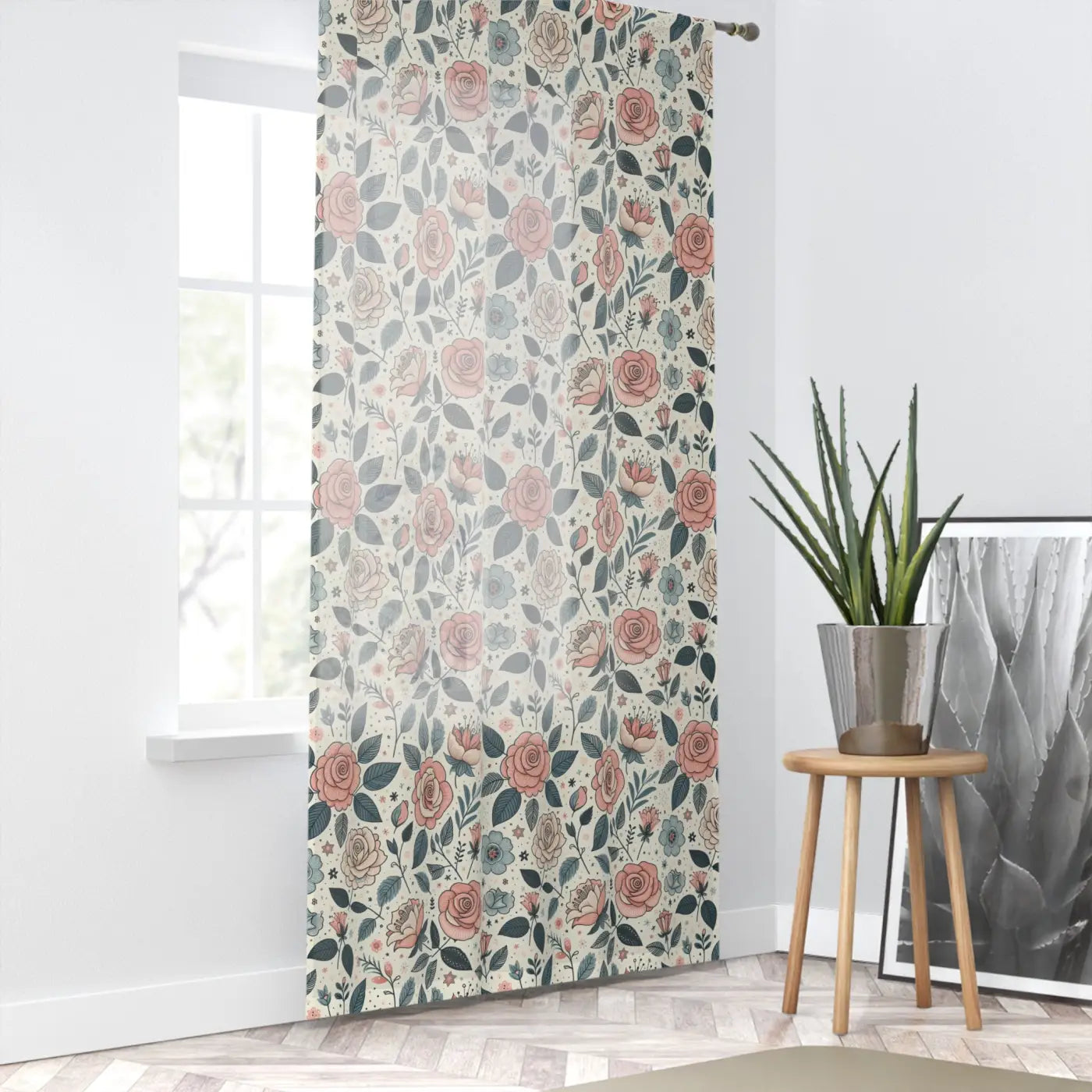 Dreamy Pastel Rose Flowers Curtains - Elegant Window Decor - DipaliZ