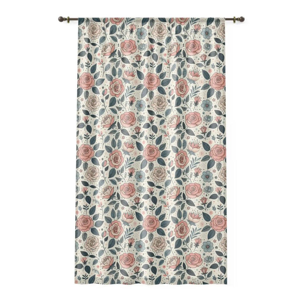 Dreamy Pastel Rose Flowers Curtains - Elegant Window Decor - DipaliZ
