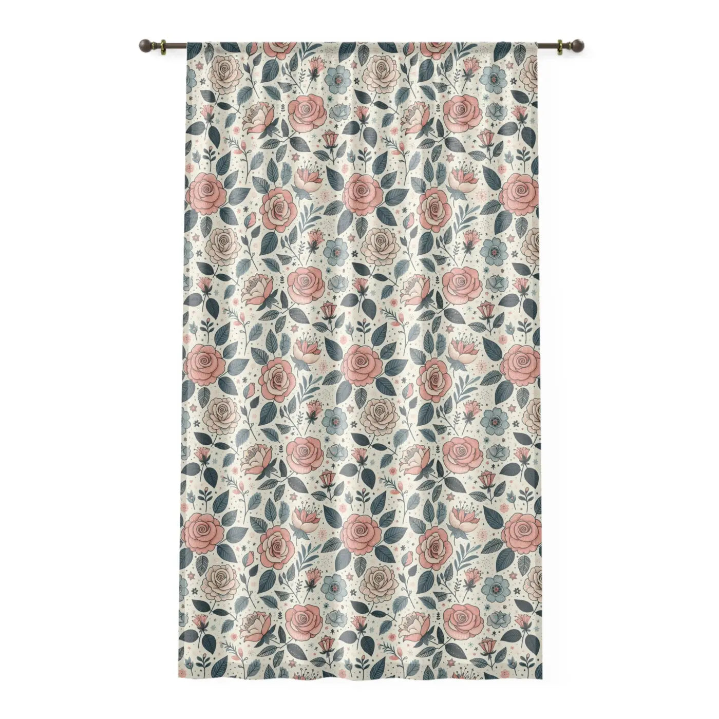 Dreamy Pastel Rose Flowers Curtains - Elegant Window Decor - DipaliZ