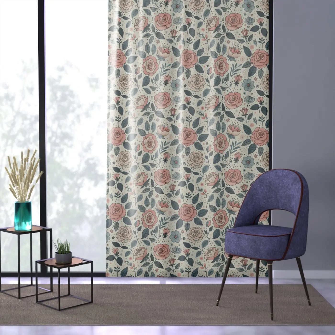 Dreamy Pastel Rose Flowers Curtains - Elegant Window Decor - DipaliZ
