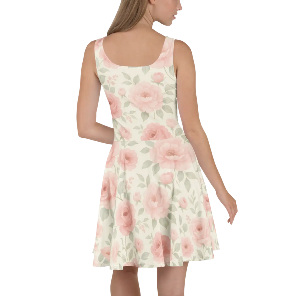 Pastel Roses Skater Dress - Premium Quality Floral - DipaliZ