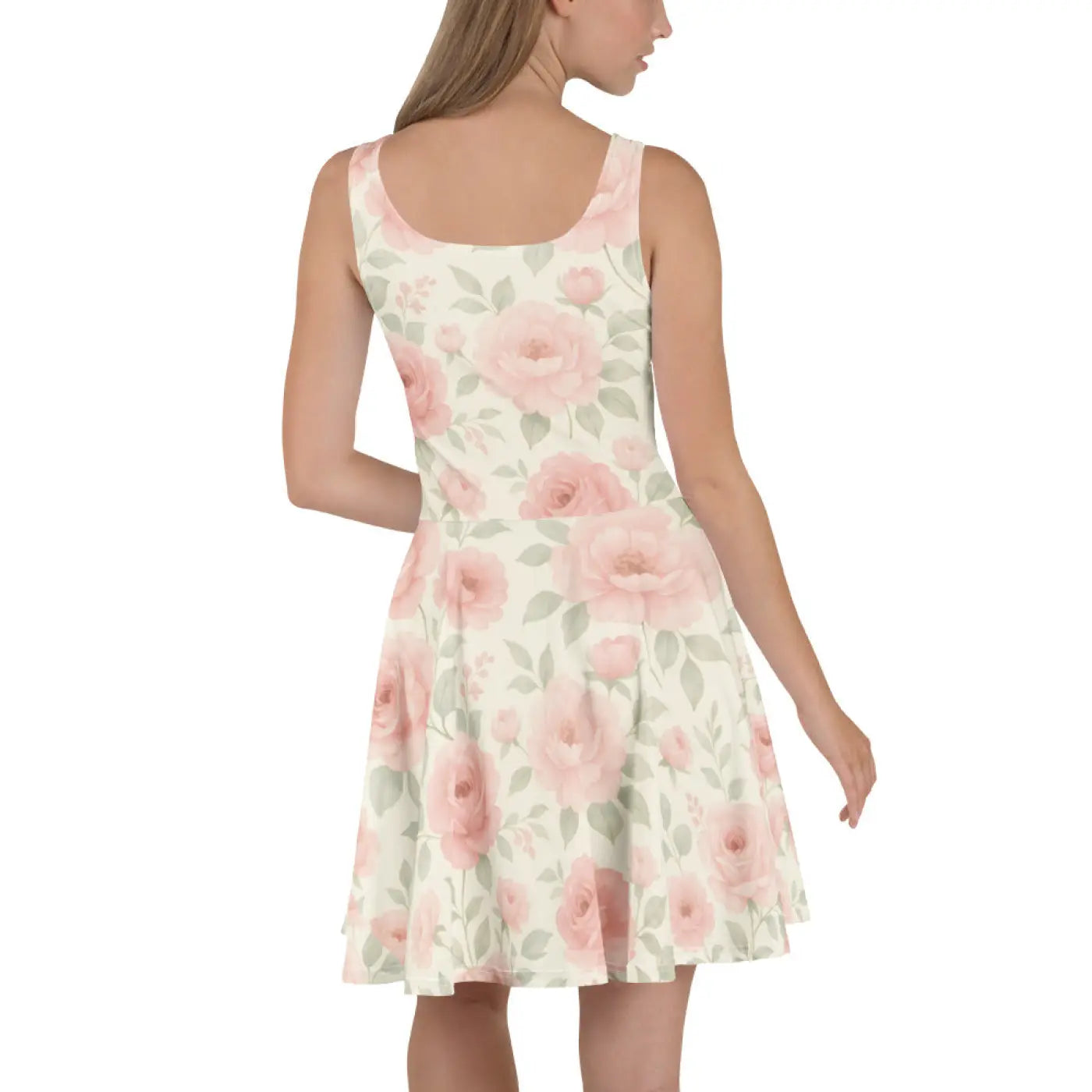 Pastel Roses Skater Dress - Premium Quality Floral - DipaliZ