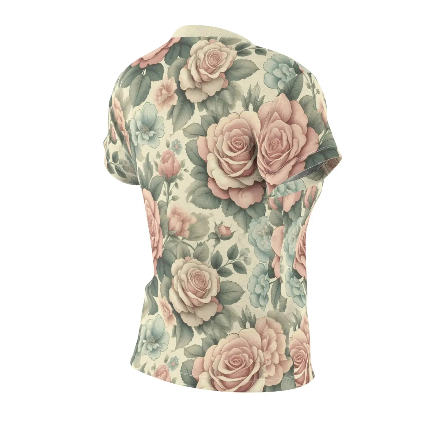 Pastel Roses Cut and Sew Tee - Polyester Blend - DipaliZ
