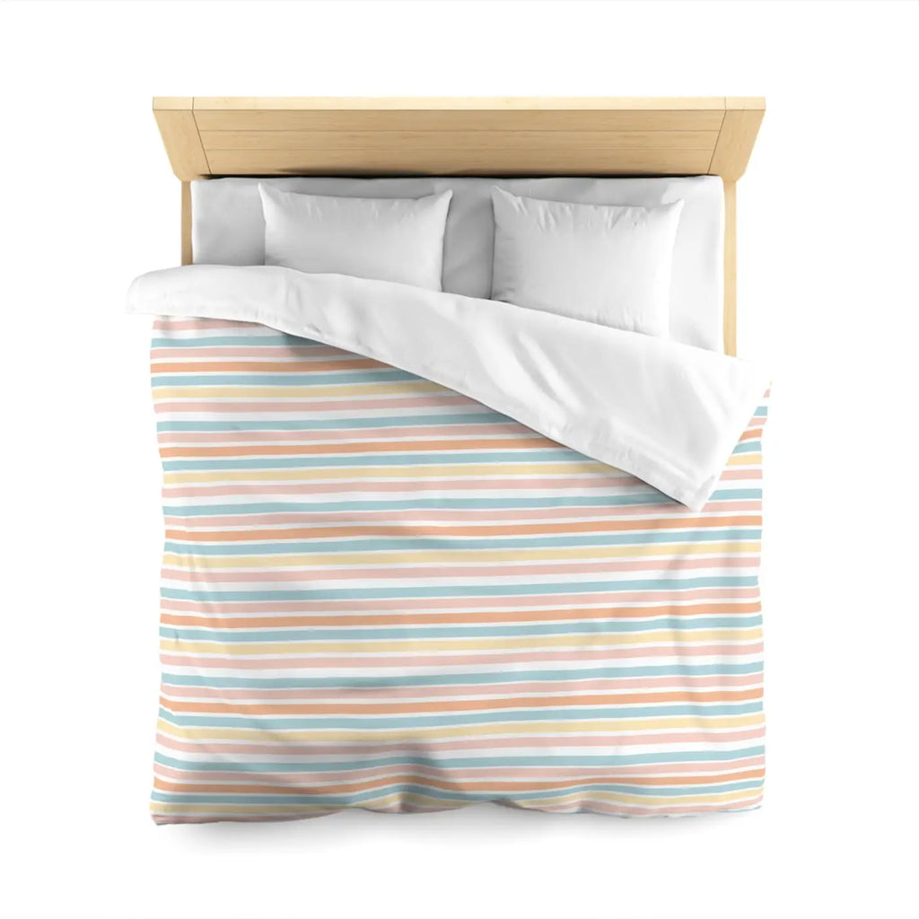Pastel Rainbow Microfiber Duvet Cover - Soft Sunrise Hues - DipaliZ