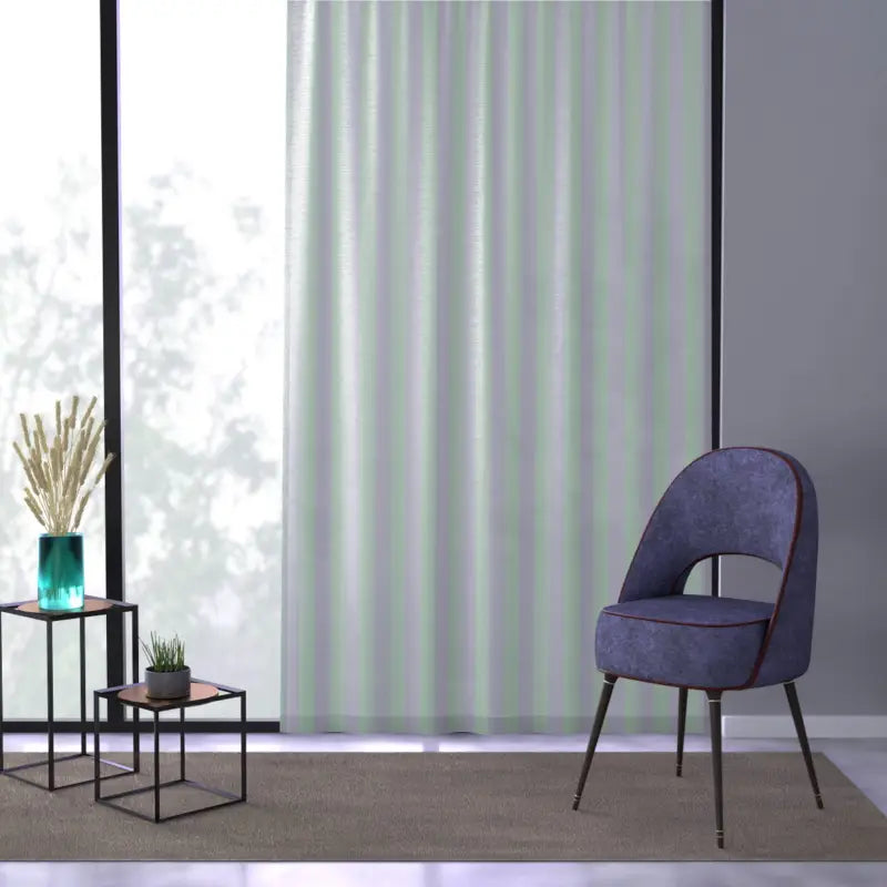 Pastel Teal and Pink Stripes Window Curtain - Semi-Sheer - DipaliZ