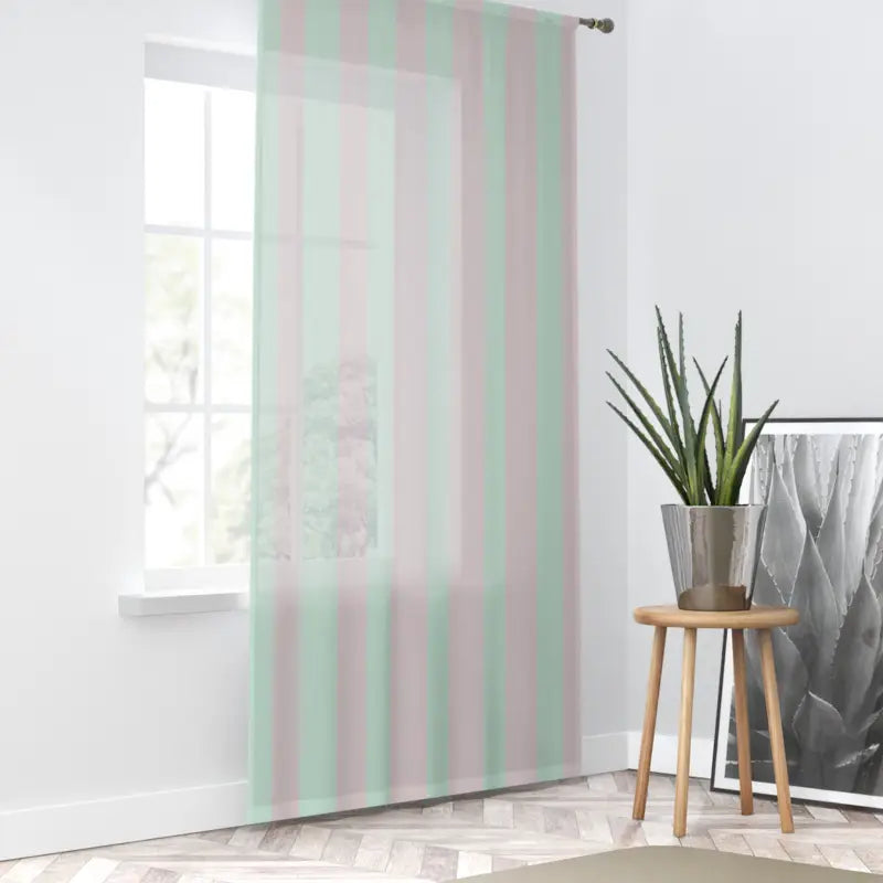Pastel Teal and Pink Stripes Curtains - Modern Elegance - DipaliZ