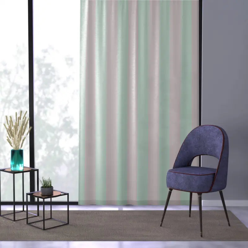 Pastel Teal and Pink Stripes Curtains - Modern Elegance - DipaliZ