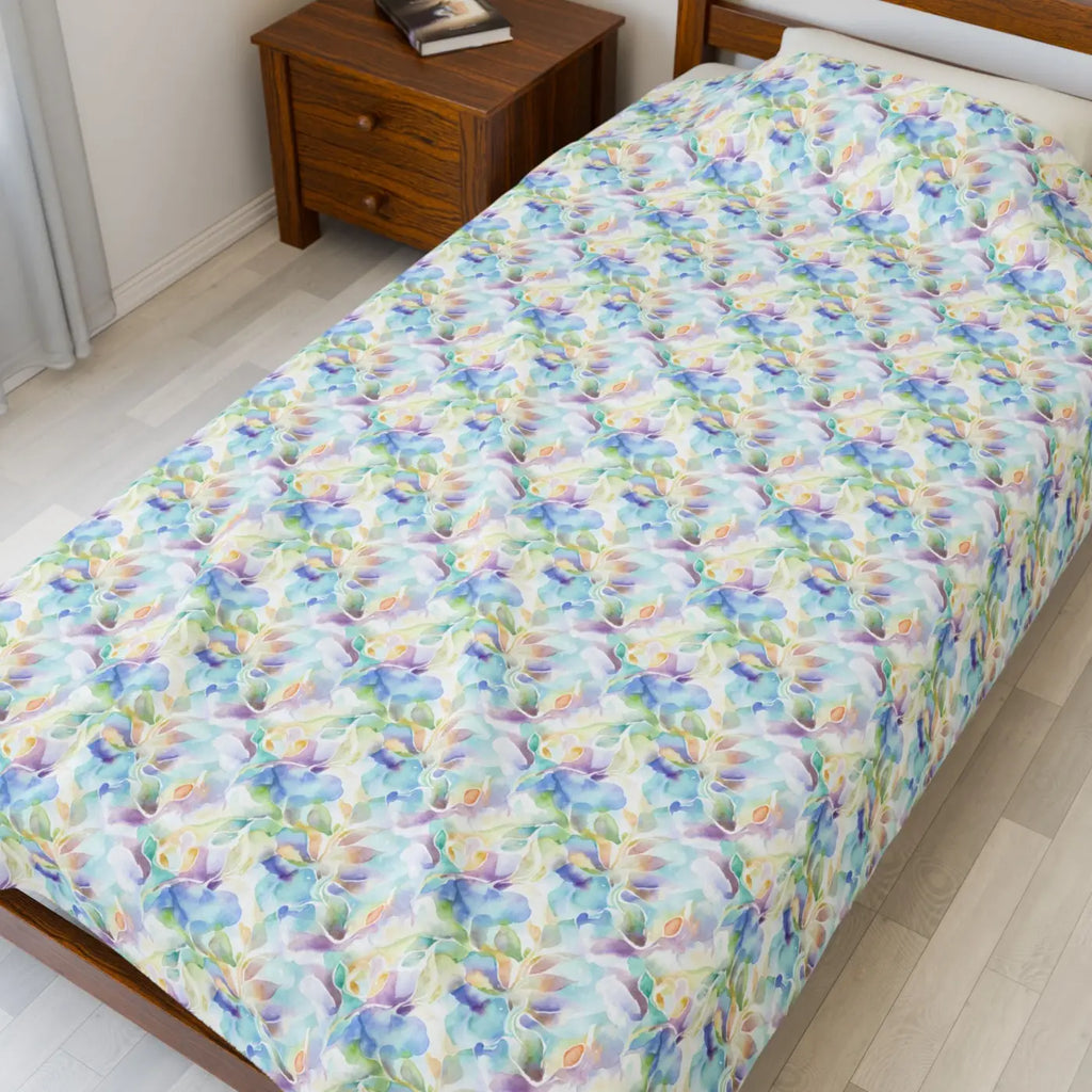 Velveteen Plush Blanket - Watercolor Floral Design - DipaliZ