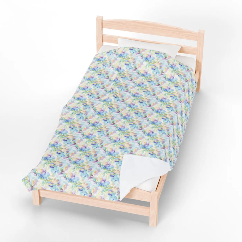 Velveteen Plush Blanket - Watercolor Floral Design - DipaliZ