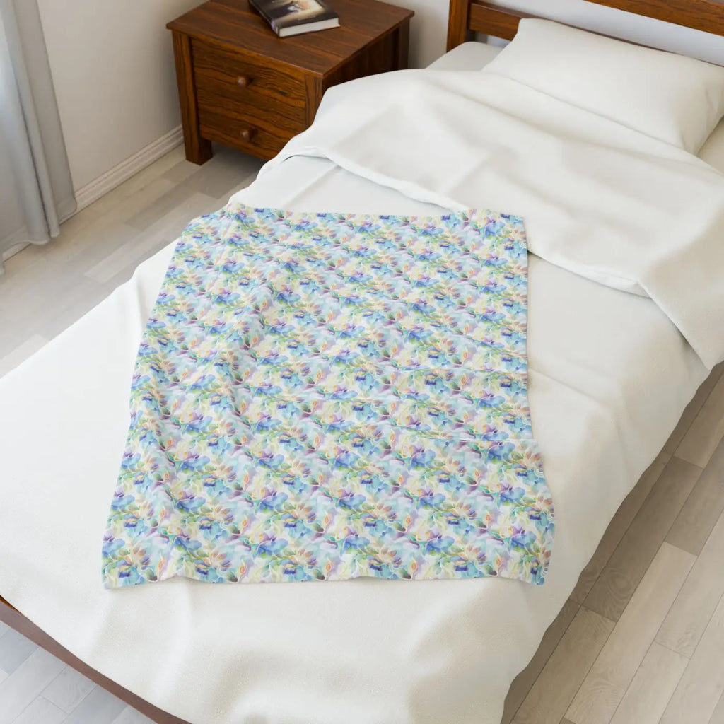Velveteen Plush Blanket - Watercolor Floral Design - DipaliZ