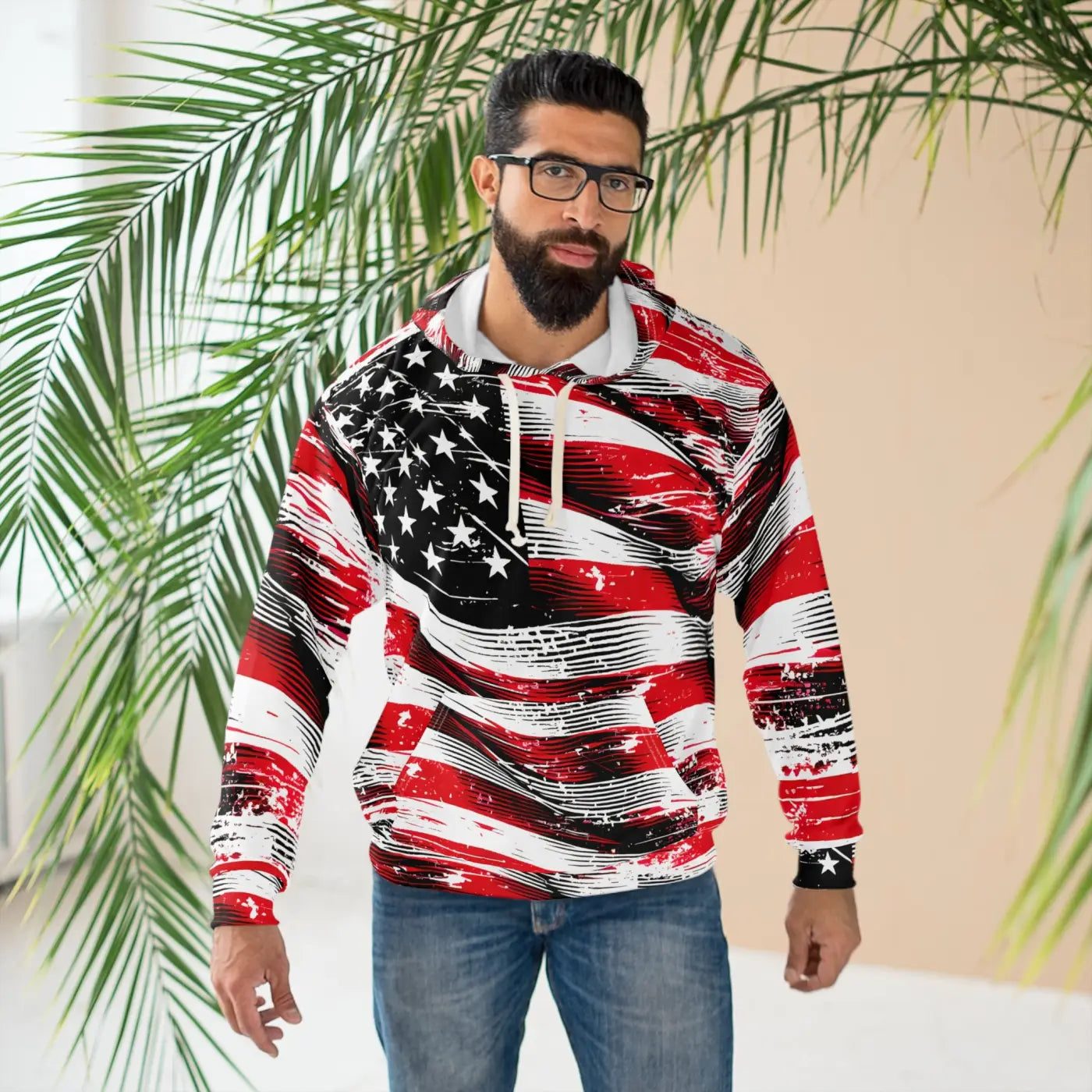 American Flag Pullover - Bold Patriotic Style Hoodie - DipaliZ