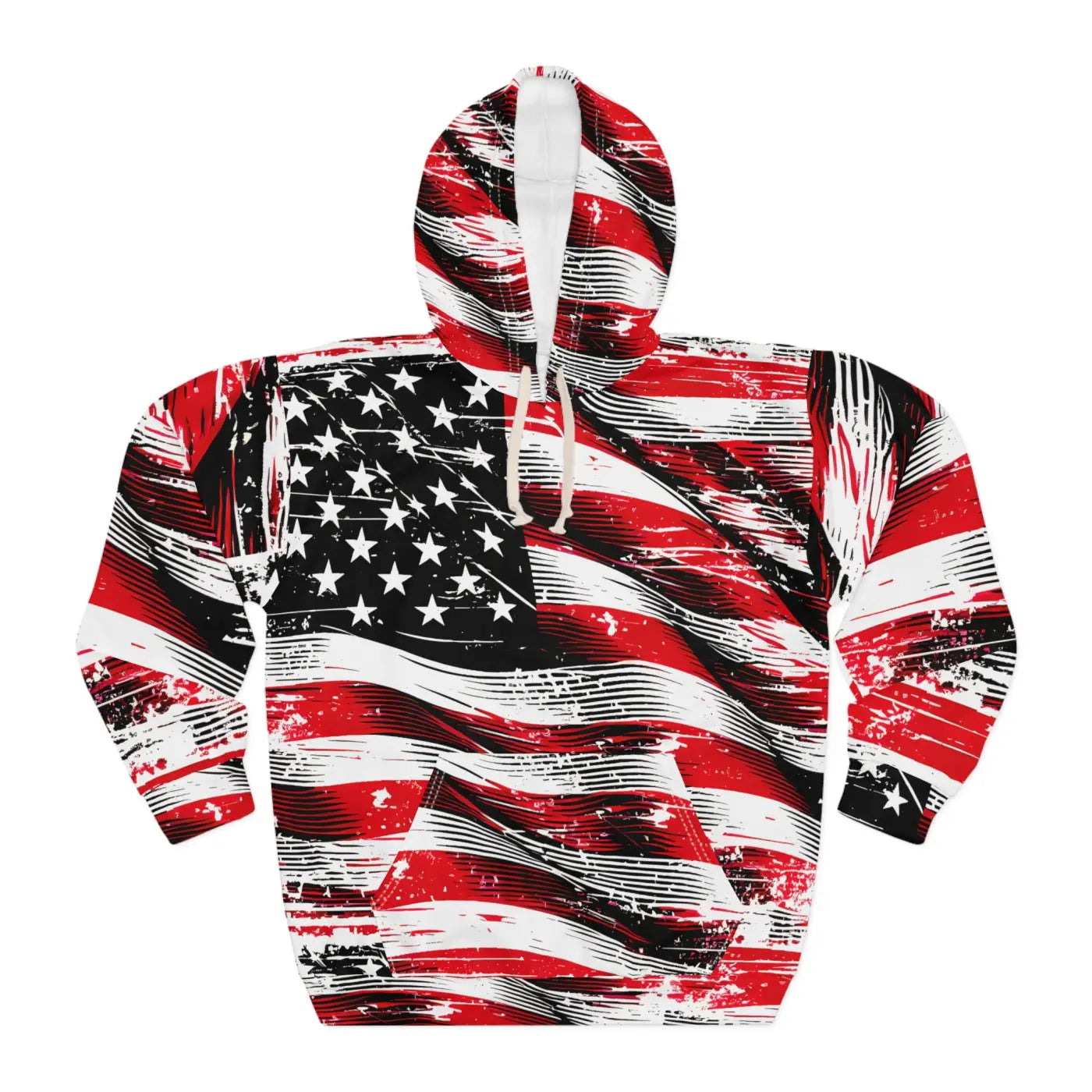 American Flag Pullover - Bold Patriotic Style Hoodie - DipaliZ