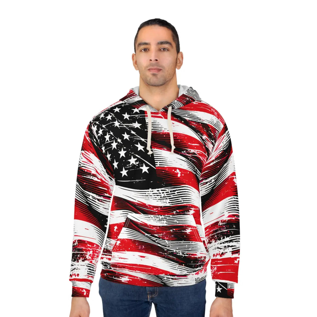 American Flag Pullover - Bold Patriotic Style Hoodie - DipaliZ