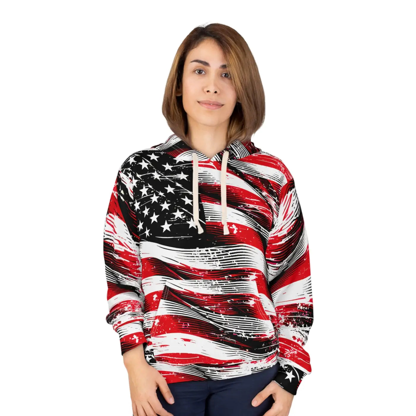 American Flag Pullover - Bold Patriotic Style Hoodie - DipaliZ