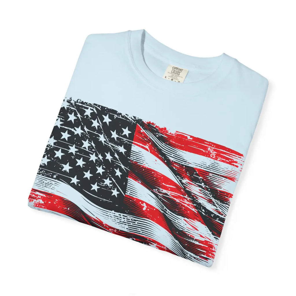 Bold Patriotic American Flag T-Shirt - Garment-Dyed - DipaliZ
