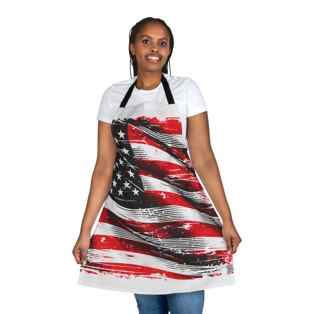 Patriotic Apron with Colorful Straps - Bold BBQ Style - DipaliZ