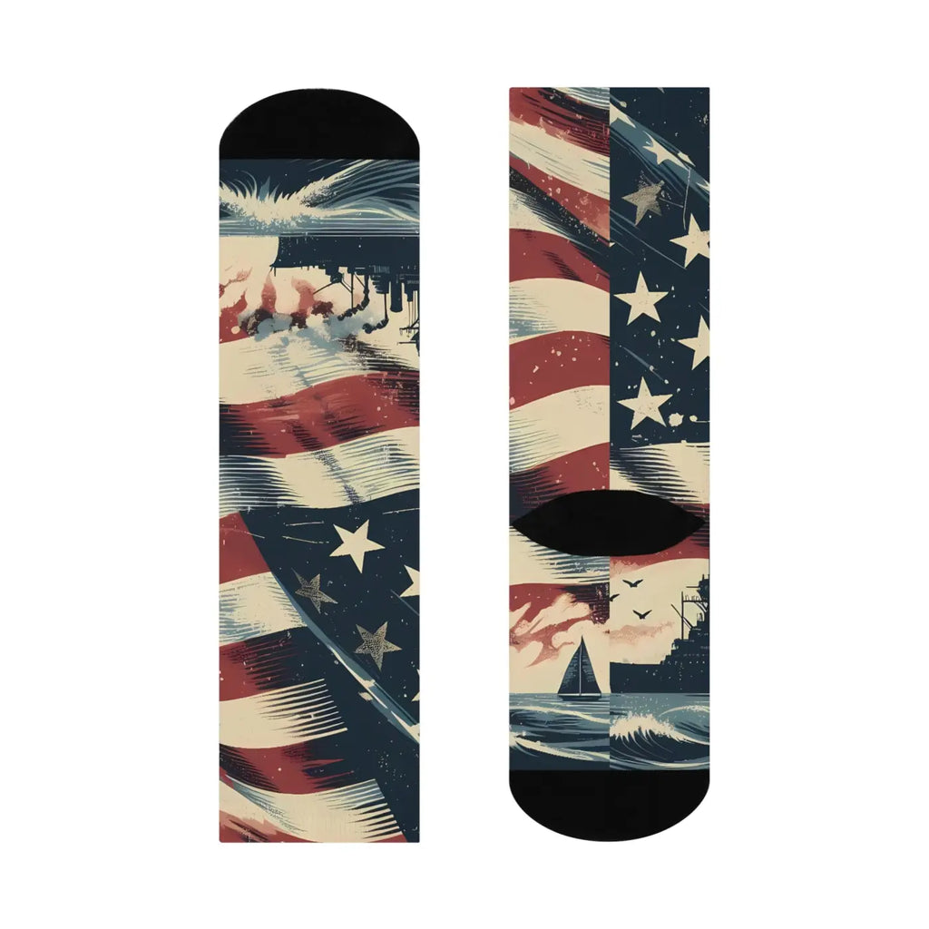 Cushioned Crew Socks - Bold American Flag Style - DipaliZ