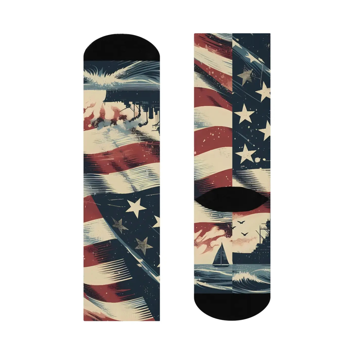 Cushioned Crew Socks - Bold American Flag Style - DipaliZ