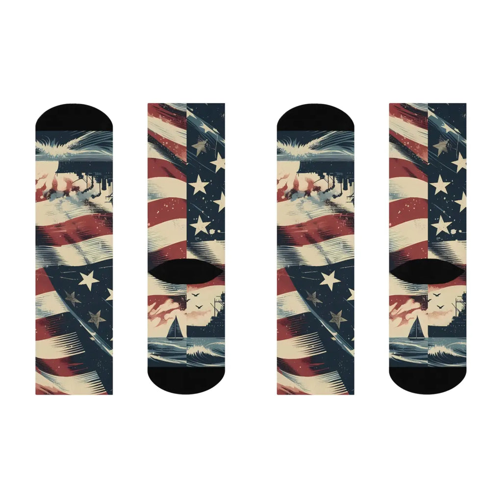 Cushioned Crew Socks - Bold American Flag Style - DipaliZ