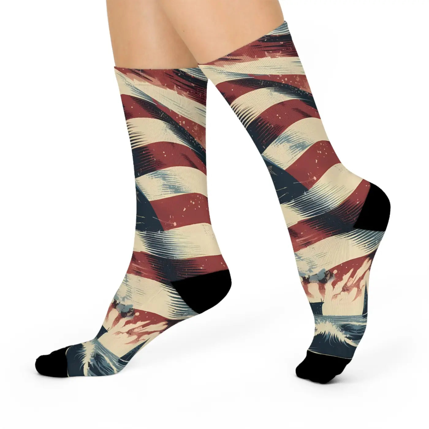 Cushioned Crew Socks - Bold American Flag Style - DipaliZ