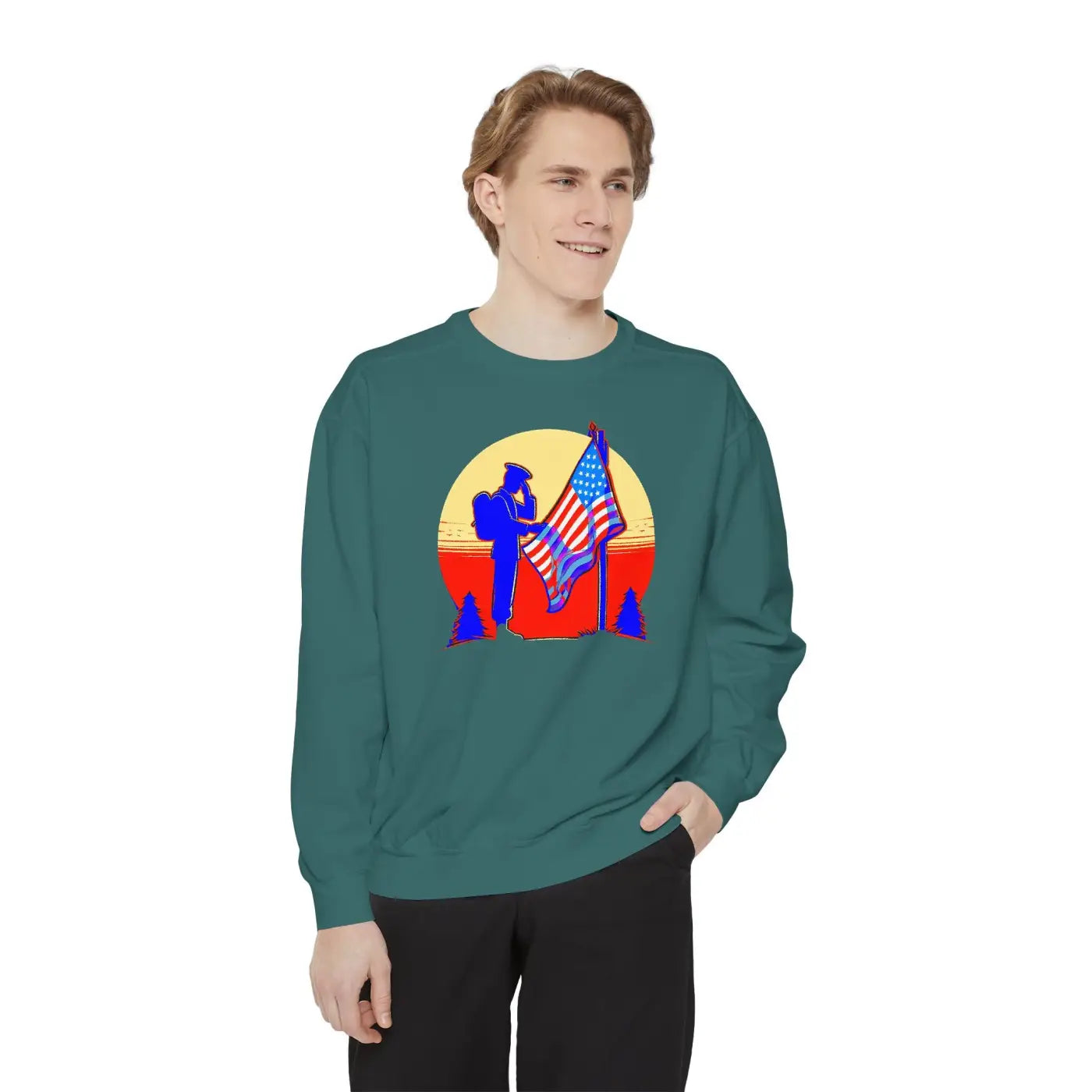 Cozy Garment-Dyed Sweatshirt - Independence Day Comfort - DipaliZ