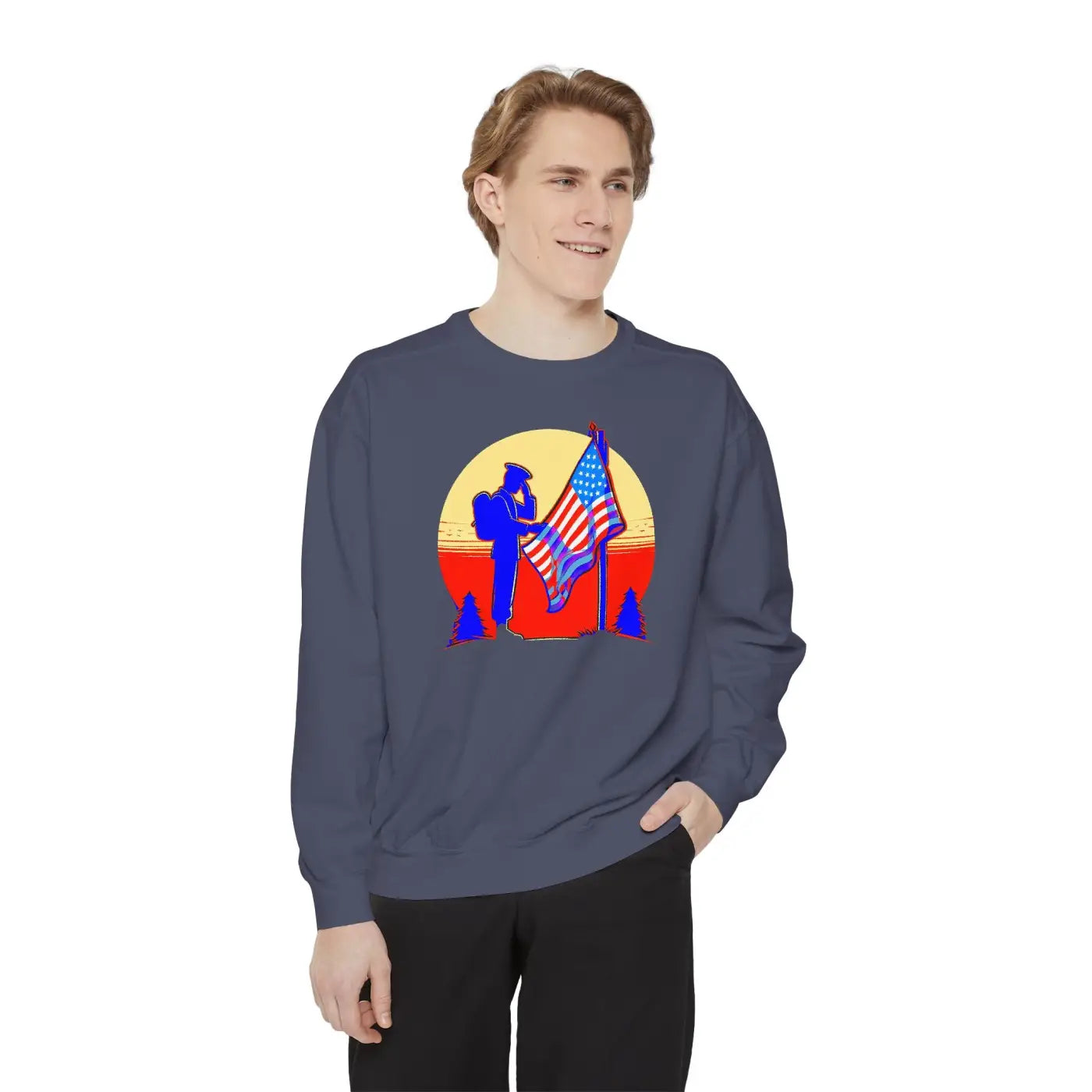 Cozy Garment-Dyed Sweatshirt - Independence Day Comfort - DipaliZ
