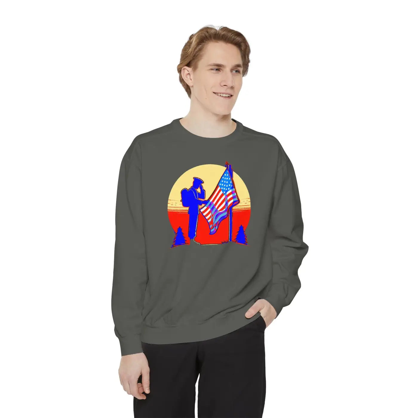Cozy Garment-Dyed Sweatshirt - Independence Day Comfort - DipaliZ