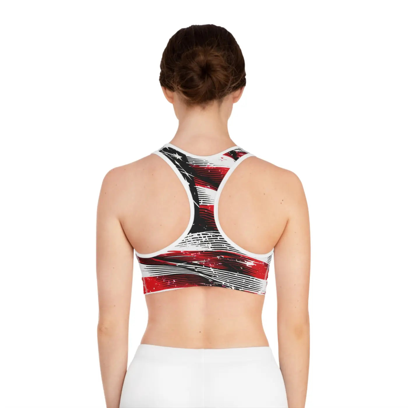 Patriotic Sports Bra - Blue Flag Print Ultimate Support - DipaliZ