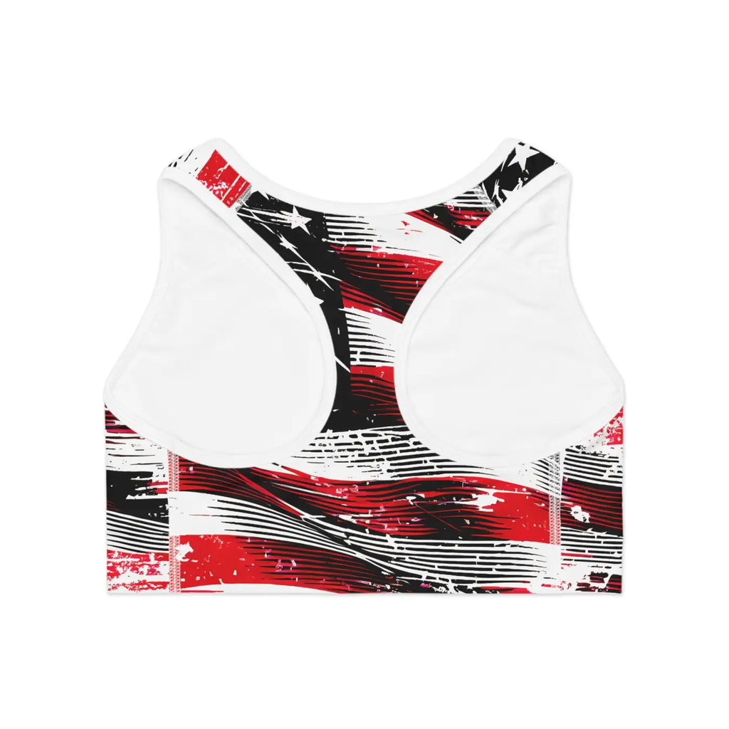 Patriotic Sports Bra - Blue Flag Print Ultimate Support - DipaliZ