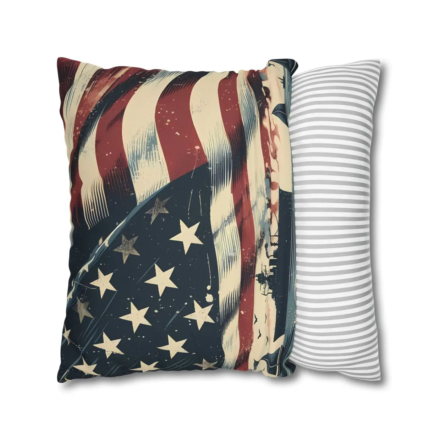 Vintage American Flag Square Pillowcase - Patriotic Home Decor - DipaliZ