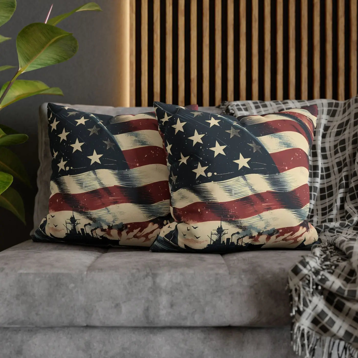 Vintage American Flag Square Pillowcase - Patriotic Home Decor - DipaliZ