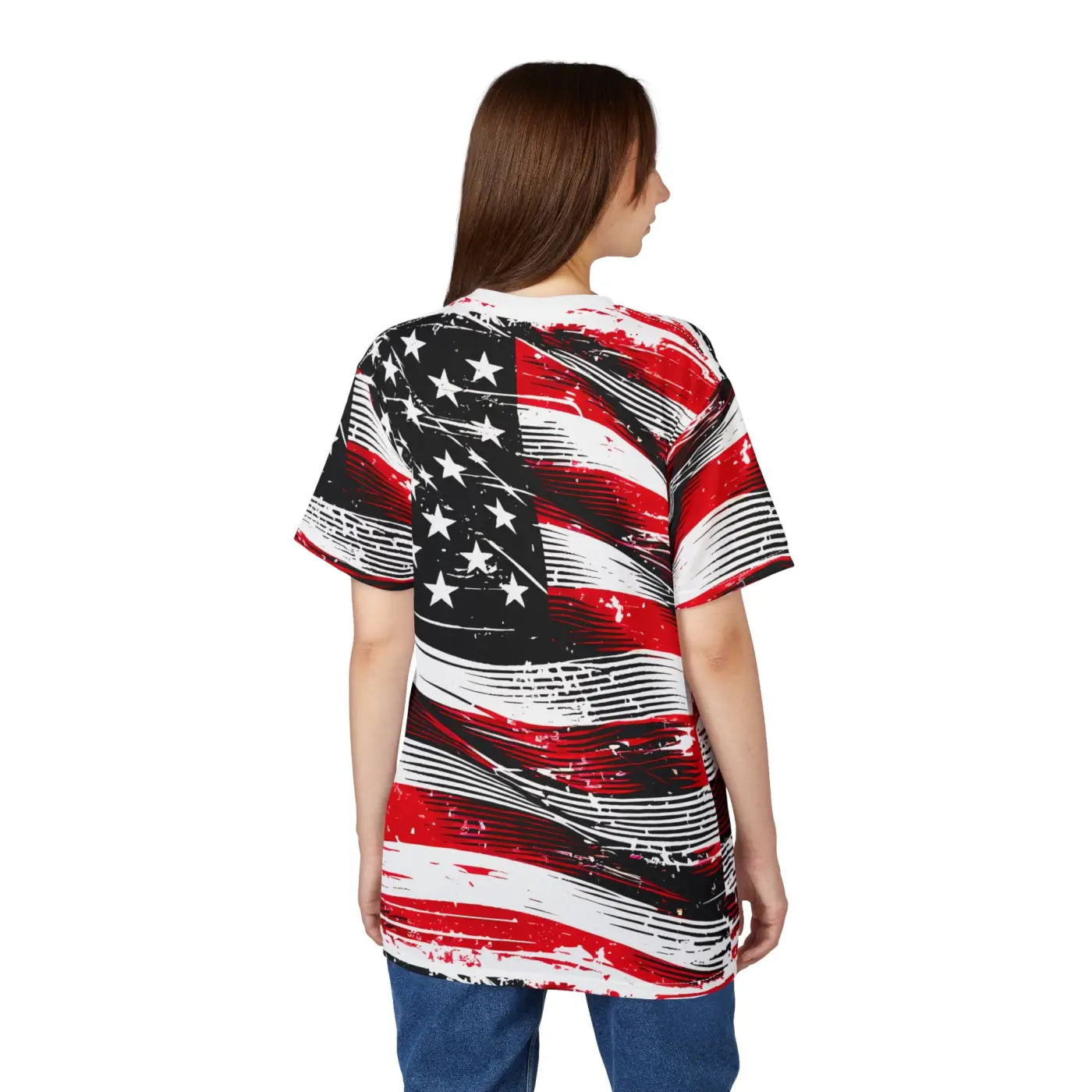 Distressed American Flag Unisex Cut Sew Tee - DipaliZ