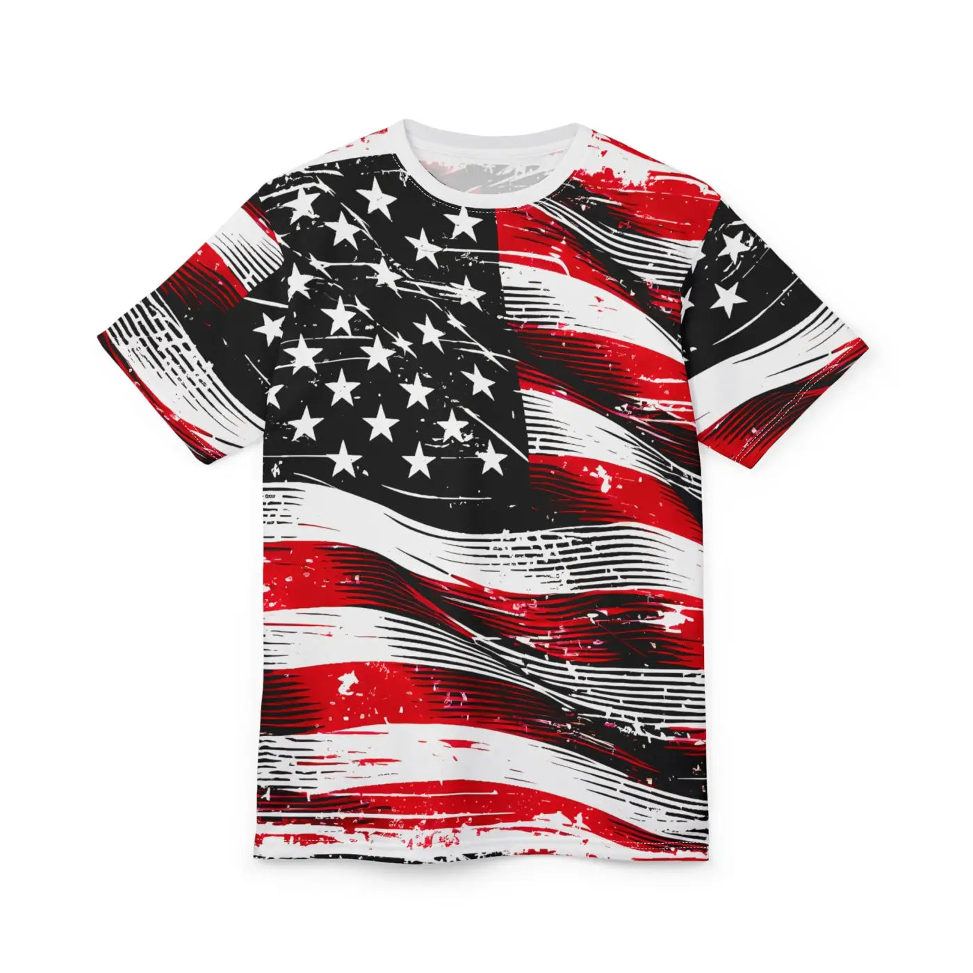 Distressed American Flag Unisex Cut Sew Tee - DipaliZ