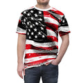 Distressed American Flag Unisex Cut Sew Tee - DipaliZ