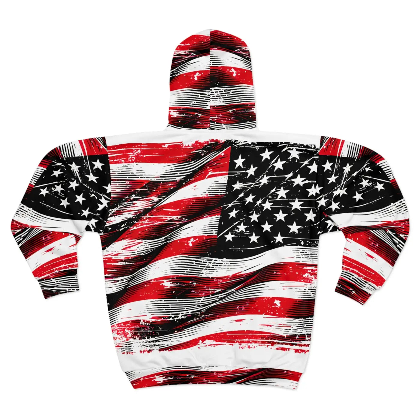 Unisex Zip Hoodie - Distressed American Flag Patriotic Style - DipaliZ