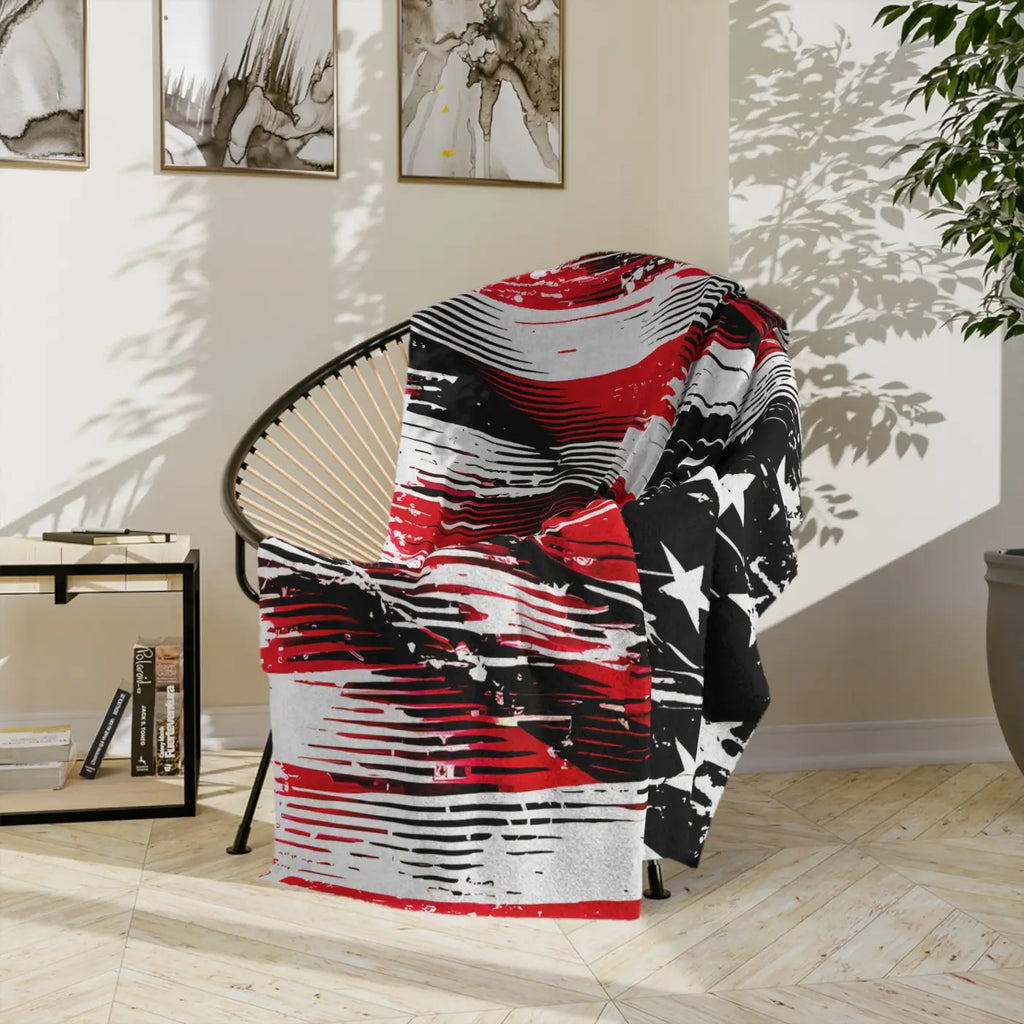Patriotic Velveteen Blanket - Ultra Soft American Flag Design - DipaliZ