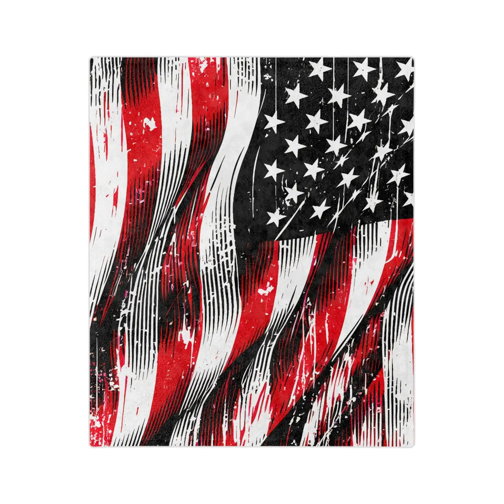 Patriotic Velveteen Blanket - Ultra Soft American Flag Design - DipaliZ