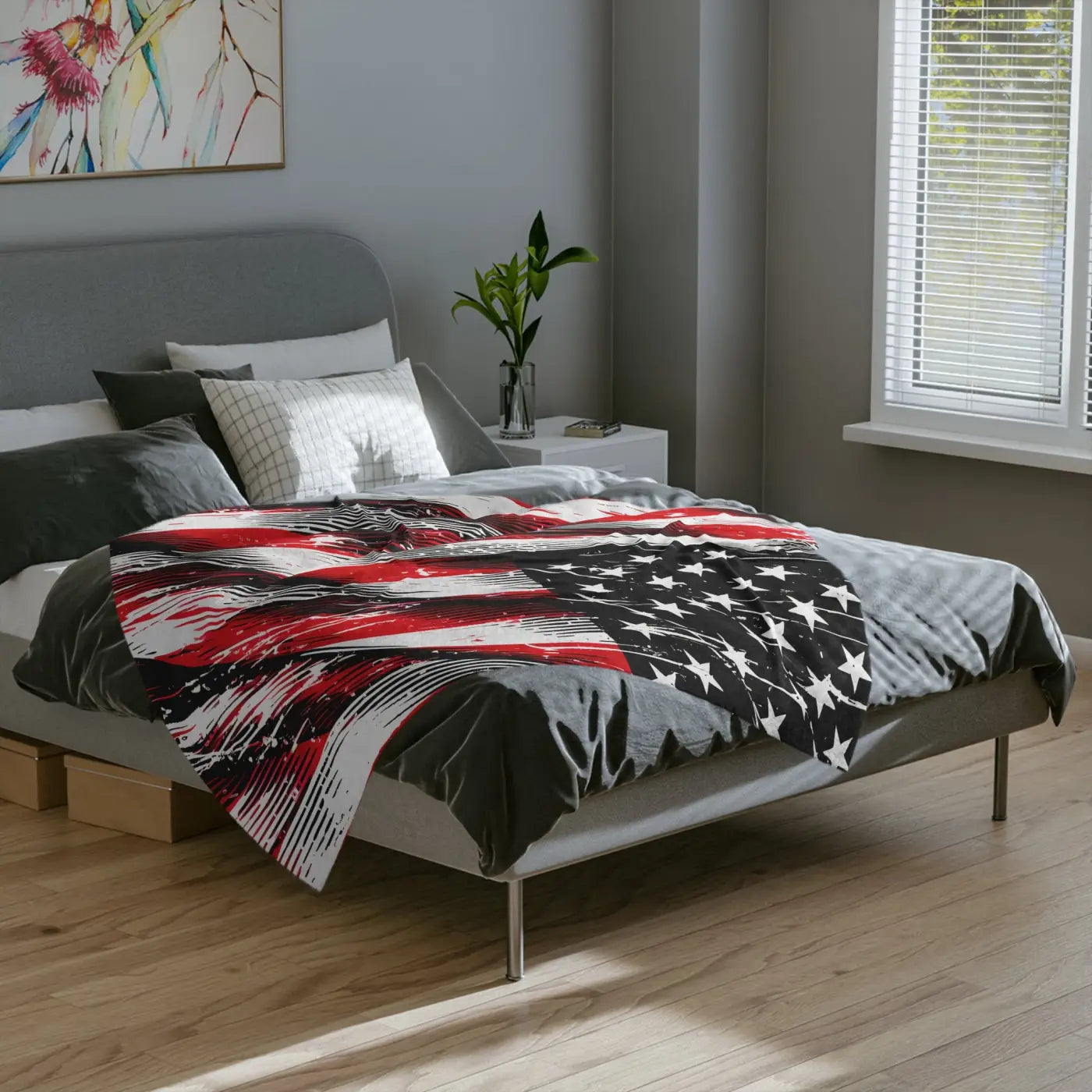 Patriotic Velveteen Blanket - Ultra Soft American Flag Design - DipaliZ
