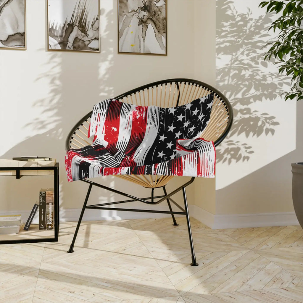 Patriotic Velveteen Blanket - Ultra Soft American Flag Design - DipaliZ