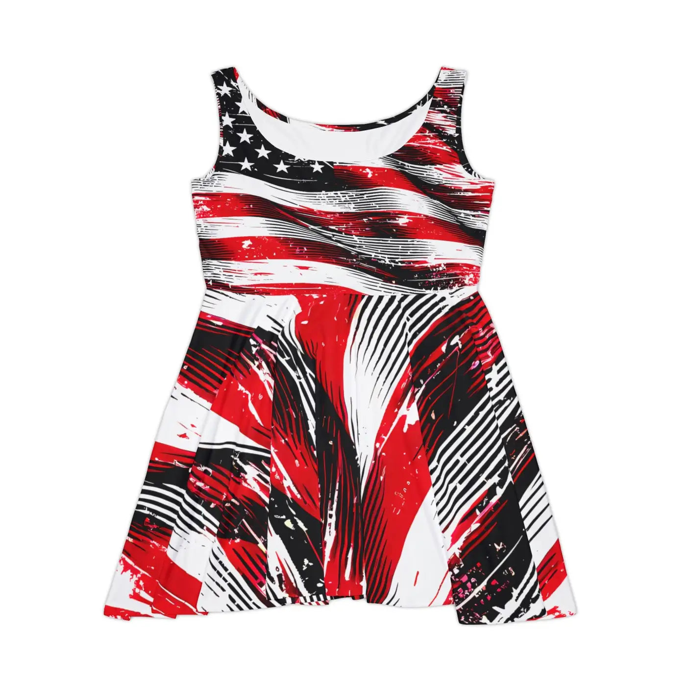Eye-Catching Skater Dress - Bold American Flag Design - DipaliZ
