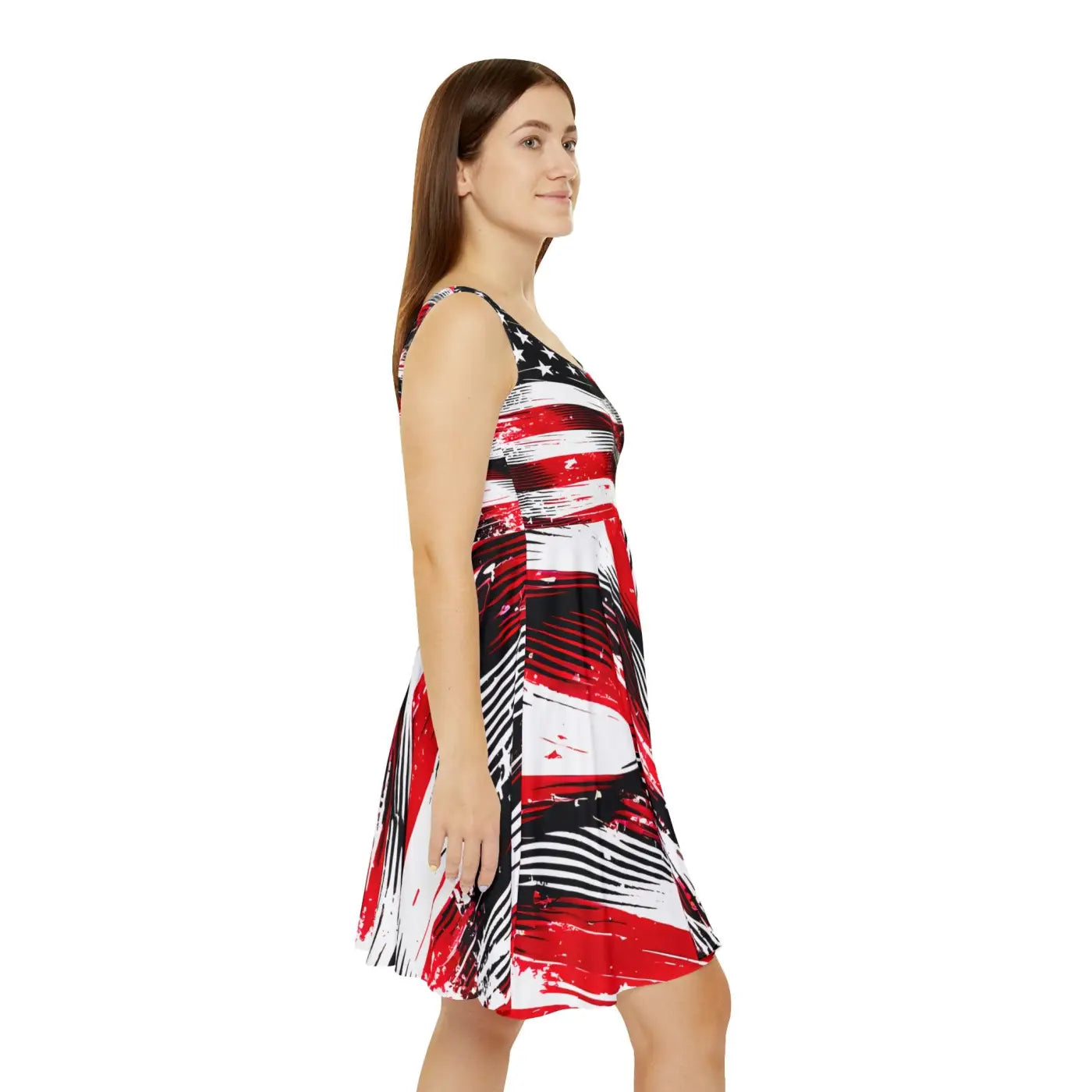 Eye-Catching Skater Dress - Bold American Flag Design - DipaliZ