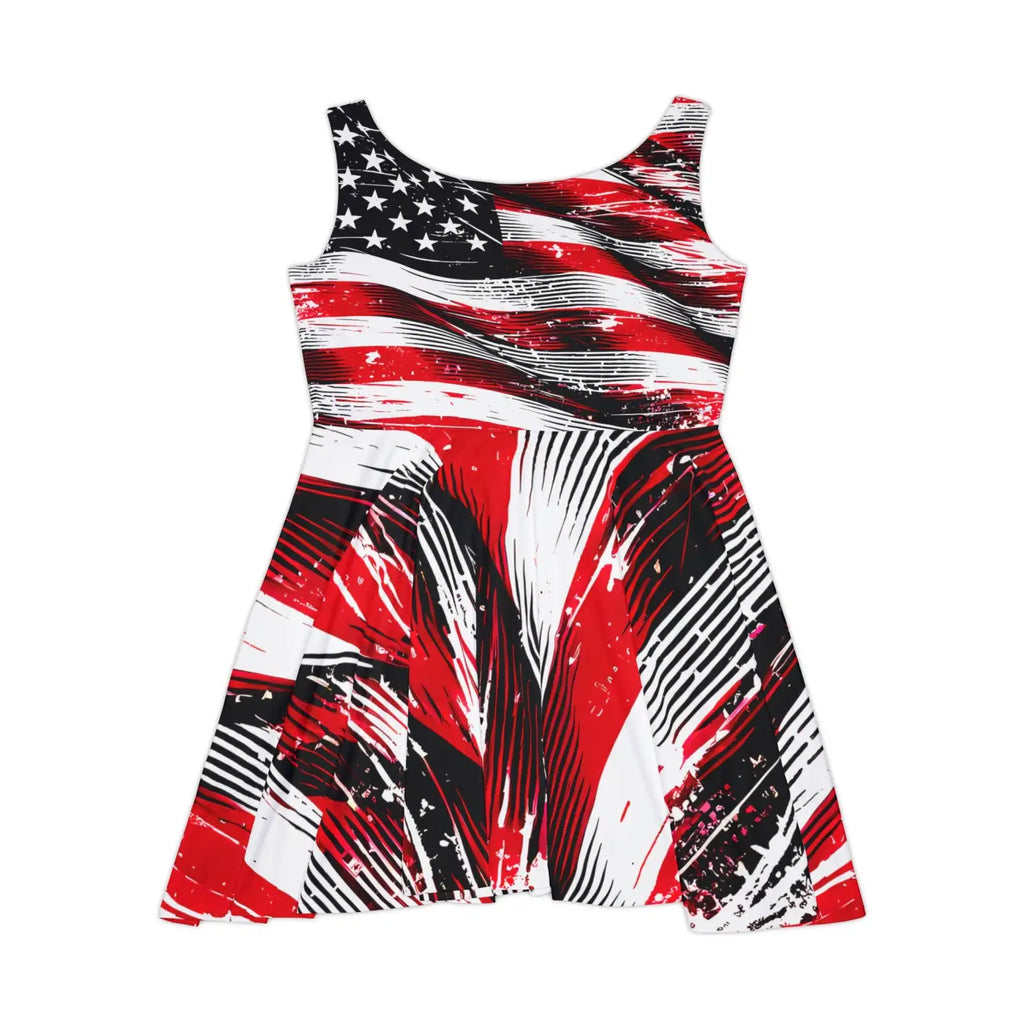Eye-Catching Skater Dress - Bold American Flag Design - DipaliZ