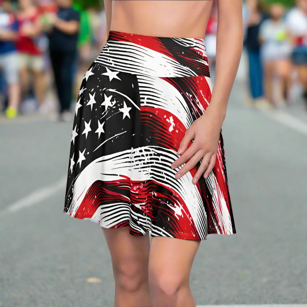 American Flag Skater Skirt - Patriotic Style Bold Summer - DipaliZ