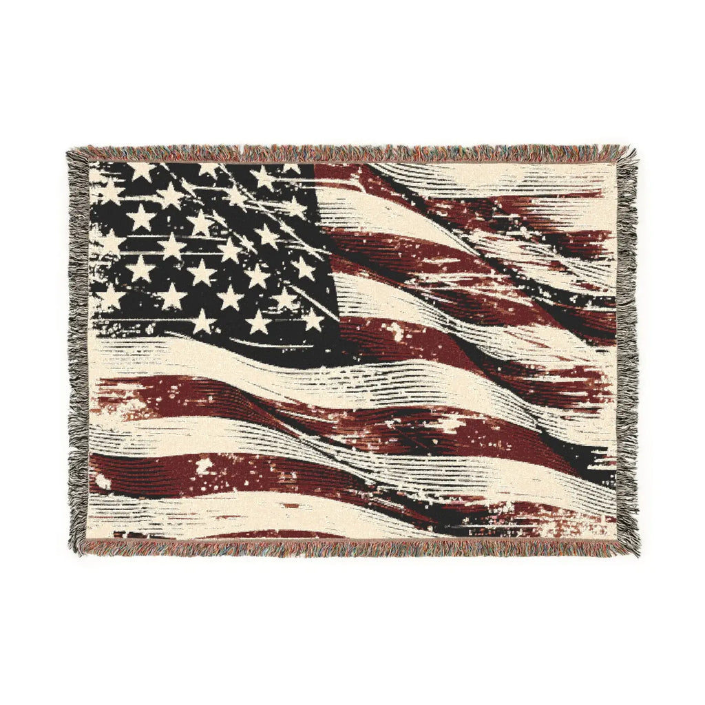 Patriotic Woven Blanket - Cozy Americana Home Decor - DipaliZ
